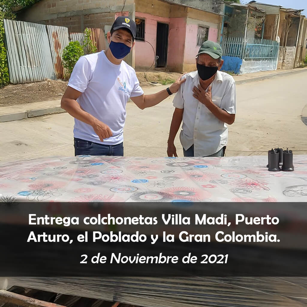 Entrega colchonetas Villa Madi, Puerto Arturo, el Poblado y la Gran Colombia